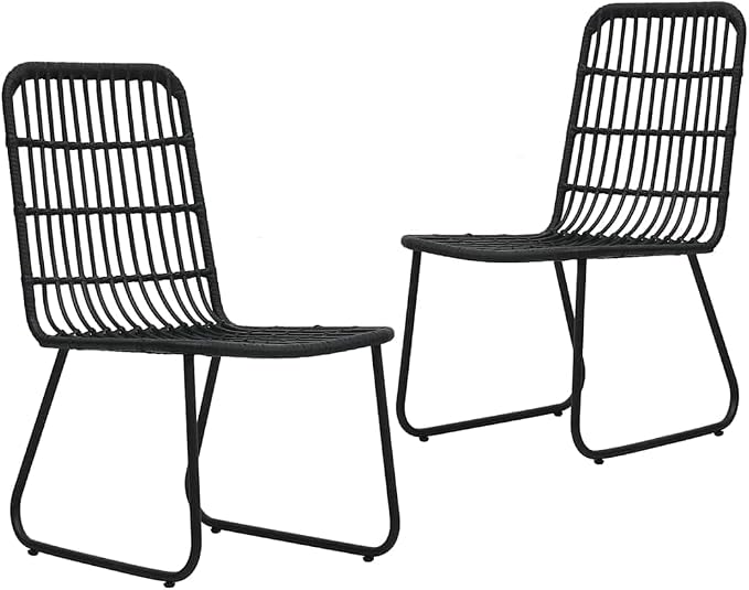 3 pcs Set Patio Dining Set & Balcony Furniture Black Poly Rattan Outdoor Dining Set Bistro Set for Lawn Backyard Front Porch 31.5 x 31.5 x 29.1 in