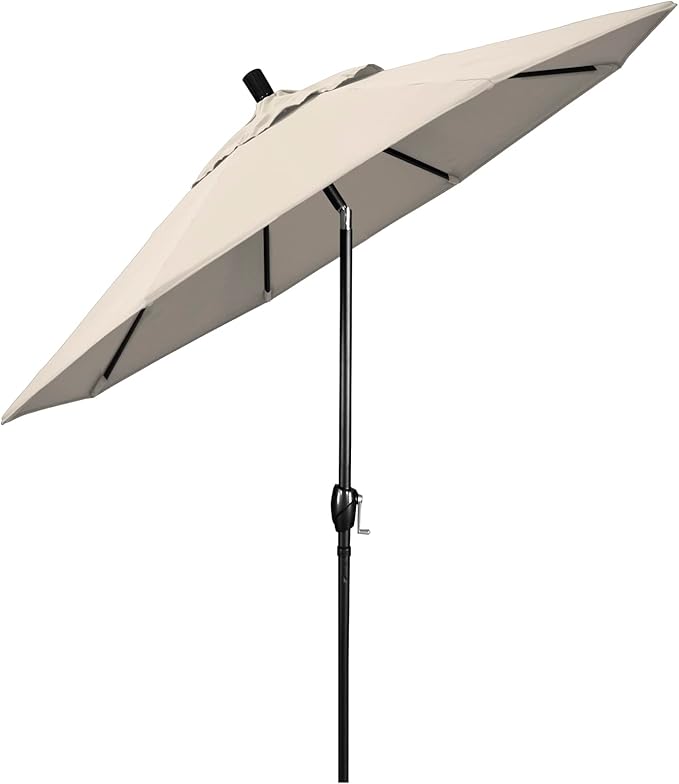 California Umbrella 7.5' Round Aluminum Market Umbrella, Crank Lift, Push Button Tilt