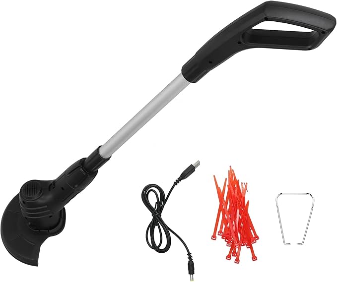 1Set Electric Weed Cordless Stringless Electric Lawn Mower Handheld Long Battery Life Household Cordless Small USB Rechargeable Field Mower with 20 Replace Blades for Yard Garden