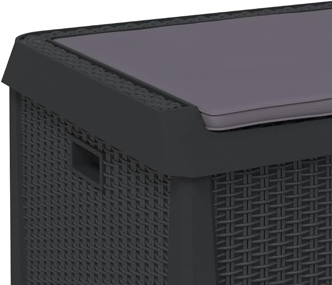 Medium Anthracite Garden Storage Box 125 L Polypropylene Outdoor Storage Bin for Patio Balcony Cushions Tools Weather Resistant Seating Ottoman 28.7 x 28.7 x 19.5 in