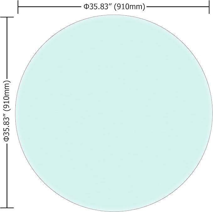 Meihua Glass Table Top, 36 Inch Round 1/2" Thick Beveled Polished Edge, Tempered Glass Table Outdoor for 360 Degree Rotatable.