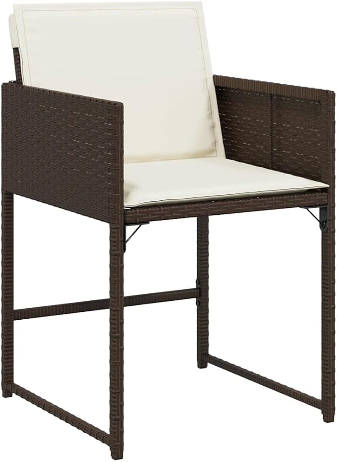5 pcs Set Patio Dining Set & Garden Dining Set Brown Poly Rattan Balcony Furniture Outdoor Dining Set for Backyard Front Porch Lawn 43.3 x 41.7 x 28.7 in