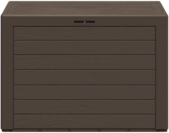 Outdoor Storage Box Brown 30.7x17.3x21.7 Inches, Patio Furniture Covers Organizer for Pillows Blankets Cushions, Durable PP Plastic Deck Box with Lockable Lid for Garden Backyard