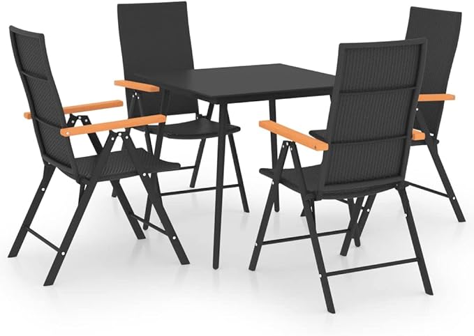 5 Piece Patio Dining Set, Patio Conversation Set Porch Furniture Set Front Porch Furniture Sectional Sofa for Garden Negotiation Area Exhibition Piazza Black and Brown