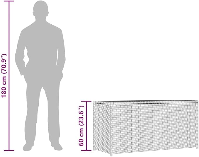 Patio Storage Box Gray 47.2"x19.7"x23.6" Weather Resistant Resin Wicker Chest with Lid for Outdoor Patio Deck, Garden, Backyard Furniture and Pool Toy Organizer Bench