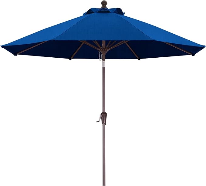 MASTERCANOPY Olefin 5-Year-Non-Fading 9ft Patio Umbrella with Tilt and Crank, Large UV Resistant Outdoor Table Umbrella with 8 Fiberglass Ribs for Deck, Yard & Market, Sapphire Blue