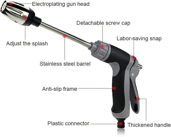 Pressure Washer, Cordless Pressure Washer, with Spray Nozzle, Turn Any Hose Into A High-Pressure Water Jet, with 360° Rotating for Three Spray Modes with Foam Pot (No Water Pipe)