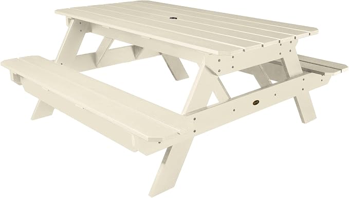 Highwood Professional Commercial Grade National Picnic Table, Whitewash