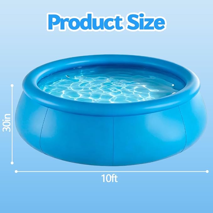 10 FT x 30 in Round Inflatable Swimming Pool, Large Round Inflatable Pool for Kids and Adults Summer Water Party Backyard Outdoor Pool