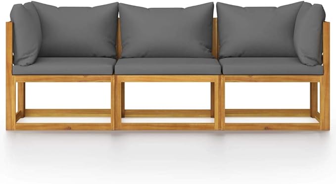 Patio Lounge Set with Cushion,Outdoor Patio Furniture,Outdoor Chat Conversation Set,Garden Furniture Sets,for Patio,Backyard,Garden,Outdoor,3 Piece Solid Acacia Wood