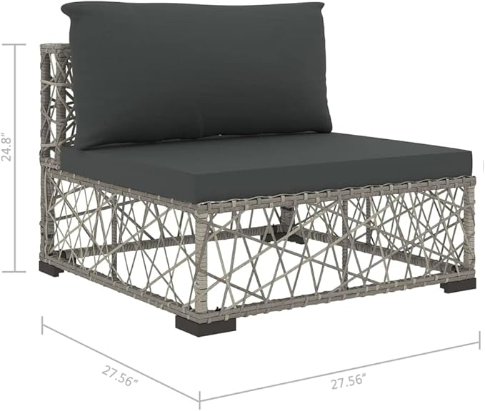 8 Piece Patio Lounge Set with Cushions, Front Porch Furniture Outdoor Dining Sets Porch Furniture Set Patio Conversation Set for Garden Exhibition Poolside Negotiation Area Poly Rattan Gray
