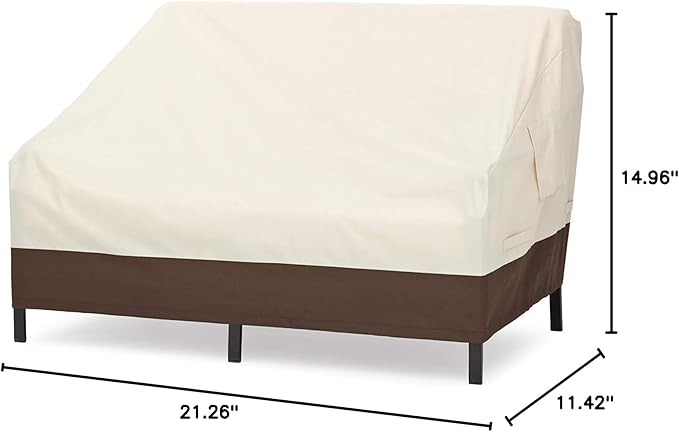 Amazon Basics 2-Seater Deep Lounge Sofa, Outdoor Couch and Patio Furniture Cover, Waterproof, Anti-UV, Water Resistant, Durable, Beige/Tan