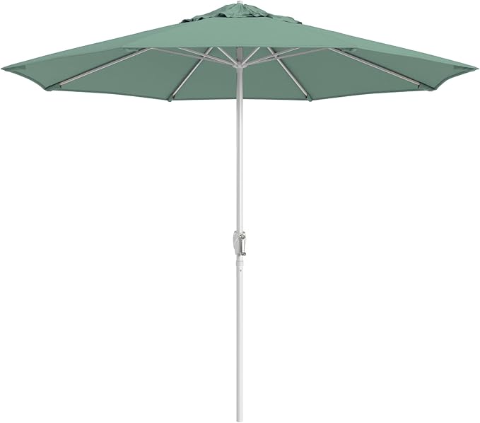 California Umbrella 10-Year Protection 9 Ft Outdoor Patio Umbrella, Pacifica Fade-Resistant Fabric, Auto-Tilt, Heavy Duty Aluminum Frame, 8 Reinforced Ribs for Pool or Deck, White Pole, Spa
