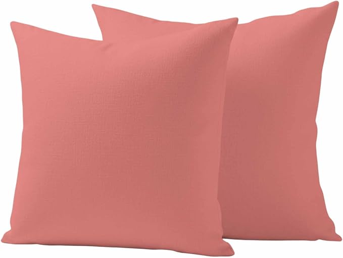 Peach Solid Outdoor Pillow Covers Set of 2 Waterproof Throw Pillow Cover Decorative Cushion Cases for Patio Porch Garden 24X24 Inch