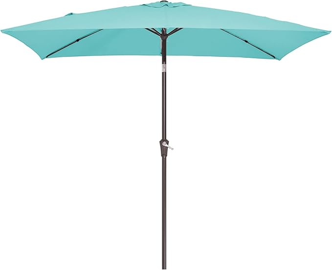 JEAREY 6.5x10 ft Rectangular Patio Umbrellas Outdoor Market Umbrella with Push Button Tilt and Crank, T-Blue