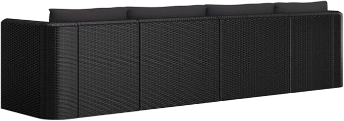 Patio Furniture Set,Outdoor Sectional Furniture Set,Outdoor Dining Set Sectional Sofa Patio Conversation Set,4 Piece Patio Sofa Set with Cushions Poly Rattan Black