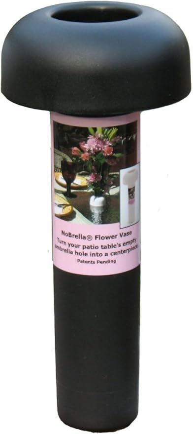 Flower Vase Patio Table Umbrella Hole Insert, Black