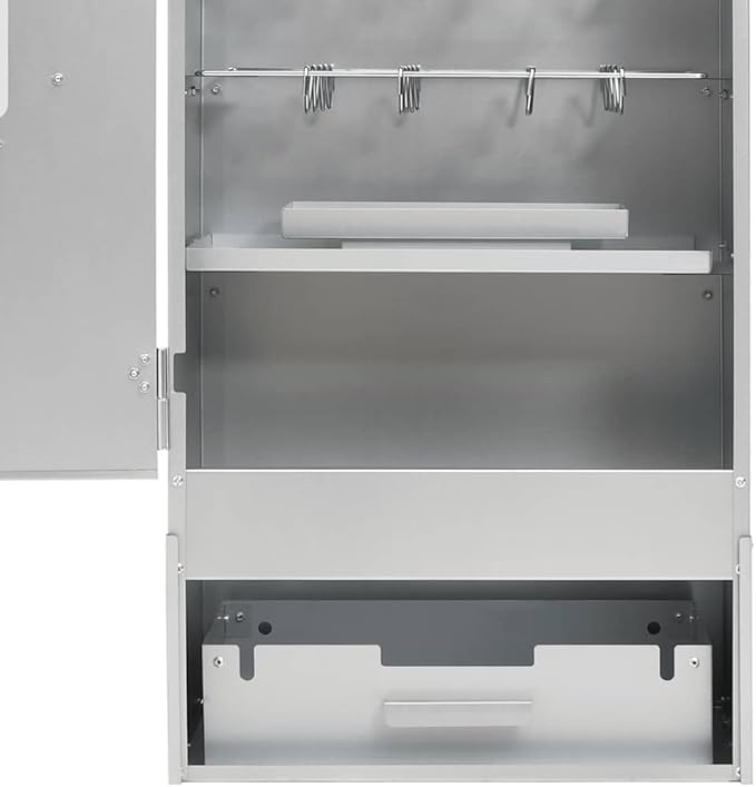 vidaXL BBQ Oven Smoker with Wood Chips, Outdoor Grill, Smoking Oven for Kitchen Garden Patio, Barbeque, Food Prep Table, Galvanized Steel