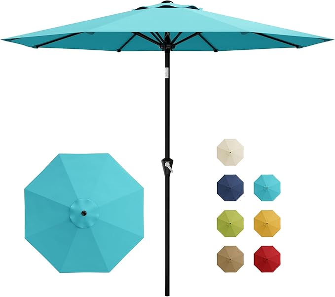 Garvee 10FT Patio Umbrella - Outdoor Table Umbrella with Smooth Crank Lift, Push Button Tilt and 8 Sturdy Ribs - Market Umbrella UV Protection Waterproof for Pool, Deck, Yard, Garden