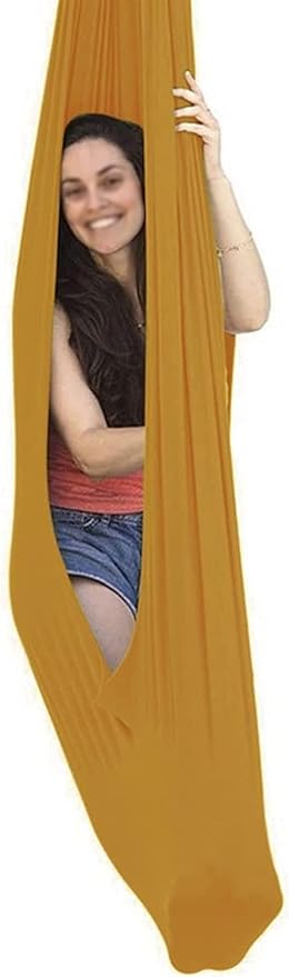 Indoor Therapy Swing Kids Snuggle Swing With Special Needs Cuddle Hammock For Children Adults Autism, ADHD, Aspergers Sensory Integration Easy To Install ( Color : Gold , Size : 150*280CM/59*110in )