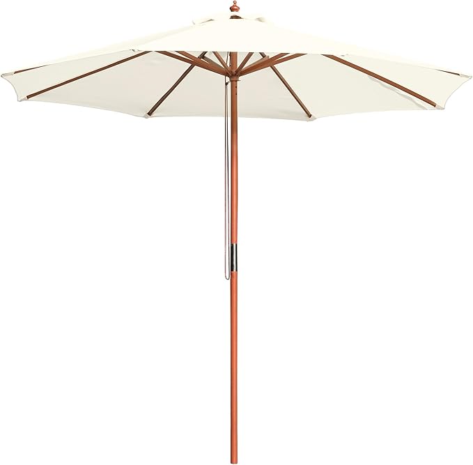 Yescom 9ft Coastal Solid Wood Umbrella Pulley Lift Commercial Base with Wheel Included for Seaside Restaurant Terrace Poolside Beach Club