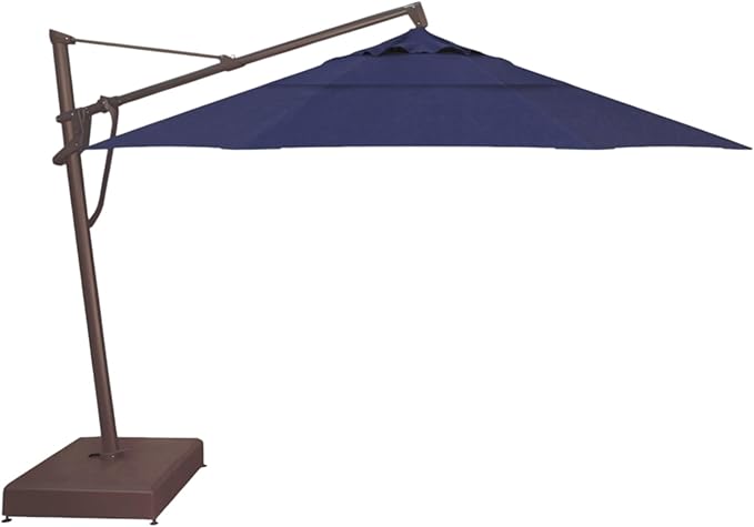 Treasure Garden AKZ PLUS Cantilever Umbrella 13' Sunbrella Spectrum Indigo Canopy and Bronze Frame with Stationary Base
