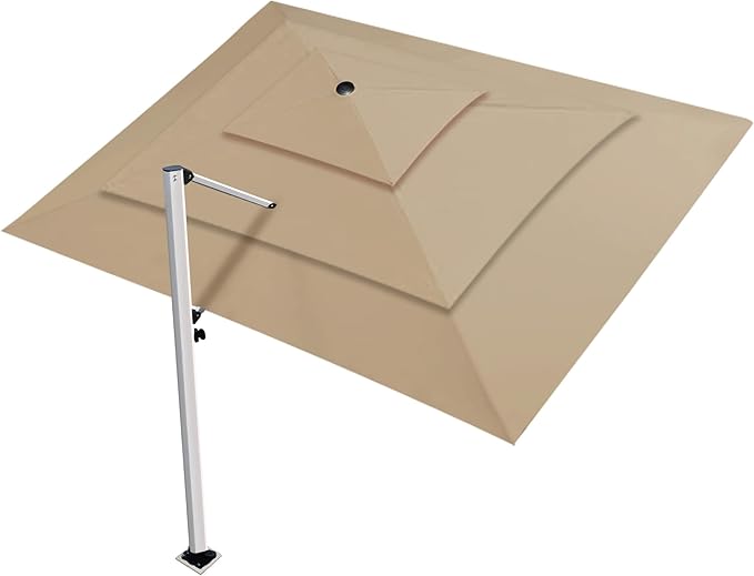 EliteShade USA APOLLO 3-Tier 10x13FT Full Aluminum Cantilever Patio Umbrella for Outdoor Restaurant Garden Courtyard Deck Pool and Marketing with Light (No battery), Heather Beige