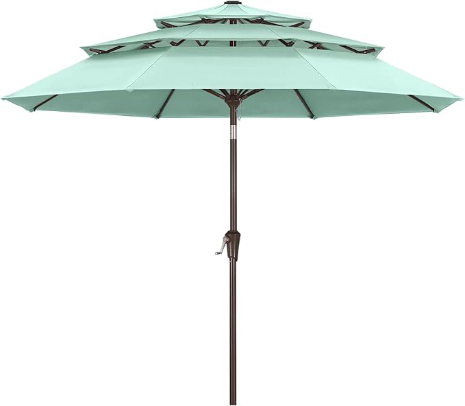 ABCCANOPY 5-Year 10-Year No Fading 9FT 3 Tiers Patio Umbrella, Outdoor Table Umbrella with 8 Sturdy Ribs for Deck, Backyard, Garden, Yard