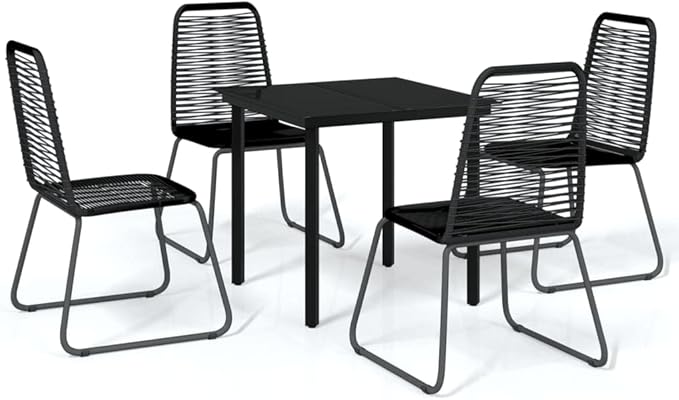 Backyard Furniture Patio Conversation Sets Outdoor Seating 5 Piece Patio Dining Set Black Suitable for Swimming Pool, Courtyard, Garden