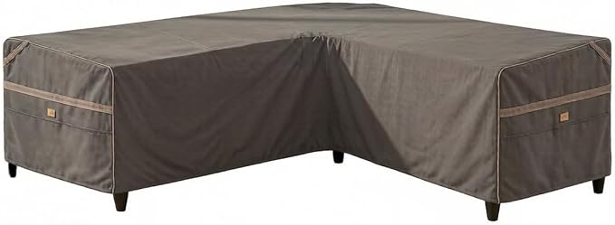 Heavy Duty Waterproof Outdoor V-Shaped Sectional Sofa Cover UV Resistant Patio Furniture Covers 115" W (on Each Side) x 33" D x 31" H Dark Grey