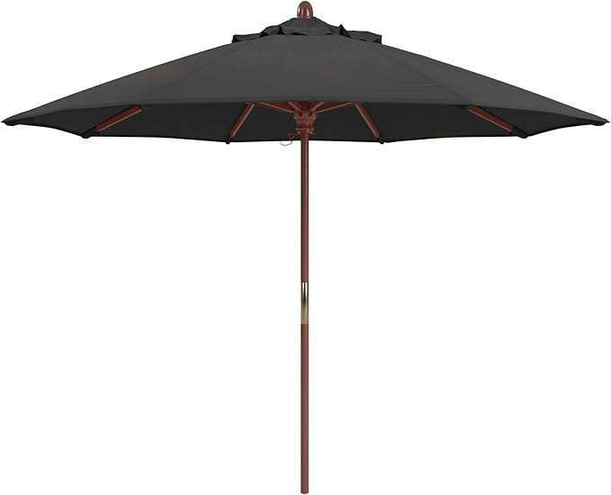 California Umbrella 9' Premium Commercial Hardwood Patio Umbrella, Manual Lift With Olefin Kiwi Fabric