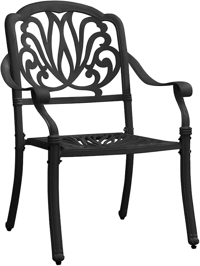 5 Piece Bistro Set Cast Aluminum Black | Weather-Proof, Umbrella Hole, Patio Dining, Sturdy and Durable