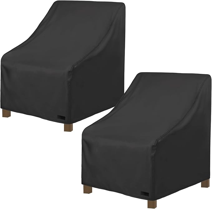 NettyPro Patio Chair Covers Waterproof Outdoor Furniture Swivel Recliner Rocking Lounge Deep Seat Cover, Fits up to 26"W x 28"D x 28"H, 2 Pack, Black