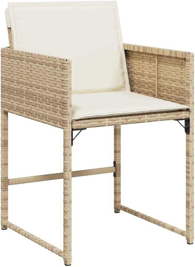 5 pcs Set Patio Dining Set & Garden Dining Set Beige Poly Rattan Outdoor Dining Set Balcony Furniture for Backyard Patio Garden 43.3 x 41.7 x 28.7 in