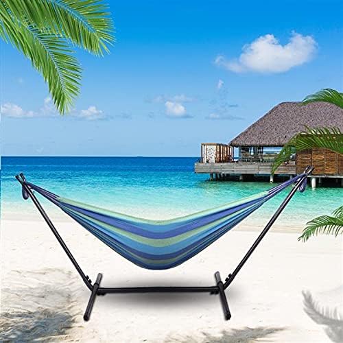 Hammock Set (Hammock Frame Small Color Bar) Natural Rope (Blue-Green bar)