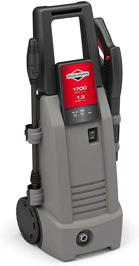 Briggs & Stratton S1700 1700 MAX PSI at 1.0 GPM Electric Pressure Washer with Detergent Injection, 26-Foot High-Pressure Hose, and Turbo Nozzle
