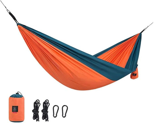Camping Hammock, Hammock Outdoor Single and Double Camping Portable Swings Hanging Chair Lazy Hammocks Easy to Assemble Suitable for Travel Camping(Orange)