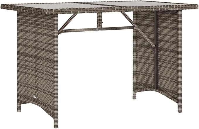 2 Piece Patio Dining Set with Cushions Gray Poly Rattan Outdoor Bistro Table and Chairs for Garden Backyard Deck