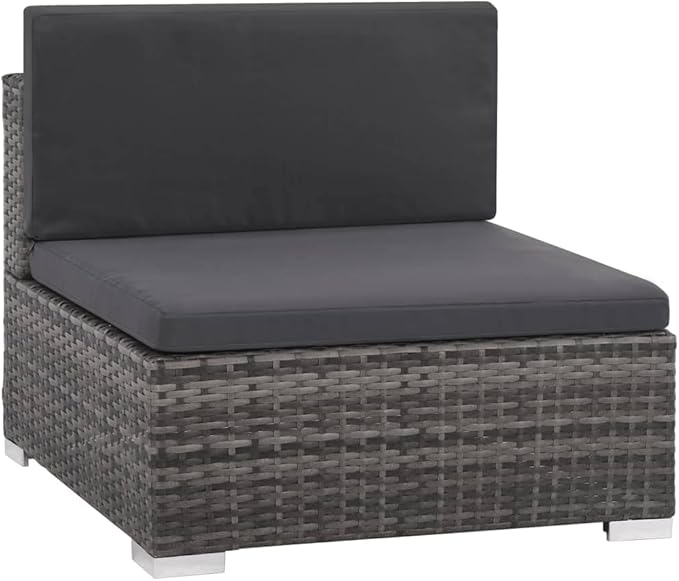 8 Piece Patio Lounge Set with Cushions, Patio Conversation Set Porch Furniture Set Sectional Sofa Outdoor Dining Sets for Garden Poolside Exhibition Piazza Poly Rattan Gray