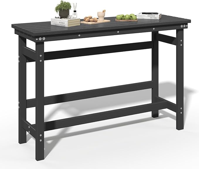 Sundale Outdoor Bar Table, 41 Inch Height Adirondack Rectangle Bar Table, All Weather Patio Bar Counter Height Table for Outside Backyard Balcony Poolside (Black)
