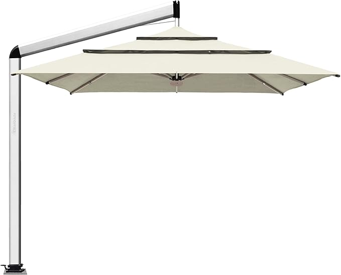 EliteShade USA Atlas 3-Tier 10x10FT Full Aluminum Cantilever Patio Umbrella for Outdoor Restaurant Garden Courtyard Deck Pool and Marketing with Light (No battery), Natural