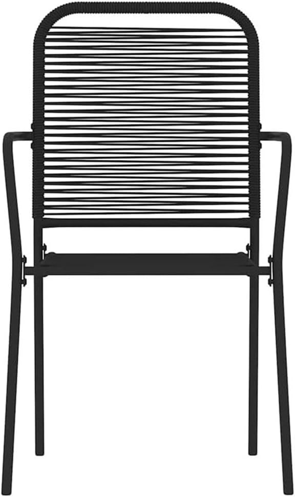 Afuera Living 7-Piece Outdoor Dining Set, Powder-Coated Steel Frame, Black Finish, Tempered Glass Table, Cotton Woven Seats, 55.1 in Table Length, Weather-Resistant Patio and Garden Furniture Set