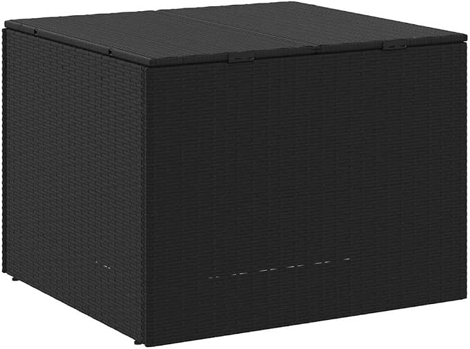 Modern Outdoor Garden Storage Box with Weather Resistance and Durable Steel Frame, Large 291 Liter Capacity for Organizing Cushions and Tools, Black Poly Rattan Medium Design