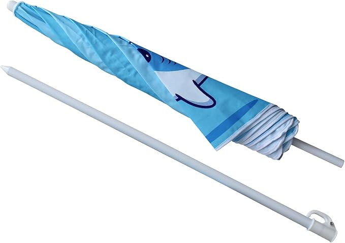 AMMSUN 47 Inch Seaside Beach Umbrella for Sand Box Water Table Kids Durable Umbrellas for children Picnic Beach Camping Garden Outdoor Play Shade (47inch Blue/Shark)