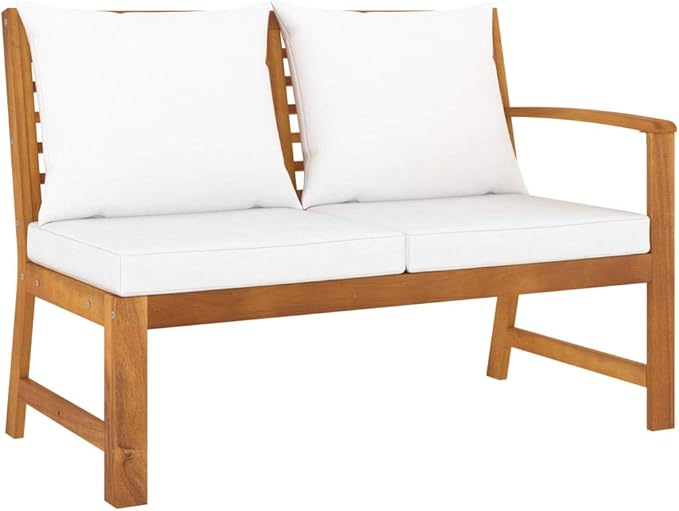 Backyard Furniture Patio Conversation Sets Outdoor Seating 5 Piece Patio Lounge Set with Cushion Cream Solid Acacia Wood Suitable for Swimming Pool, Courtyard, Garden