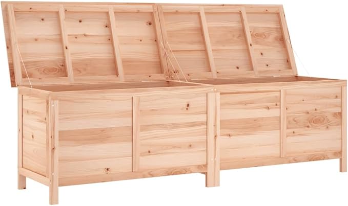Solid Fir Wood Patio Storage Box 78.1"x19.7"x22.2" Outdoor Deck Box for Garden Cushions Pool Toys Furniture with Slatted Ventilated Base