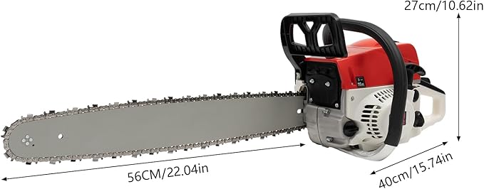 22Inch Gas Chainsaw, 2-Stroke 52CC 2KW Engine Handheld Gas Power Chain Saw with Air-cooled, Pull Start Petrol Saws Set for Wood Cutting, Garden Pruning, Forest Logging, 7500RPM