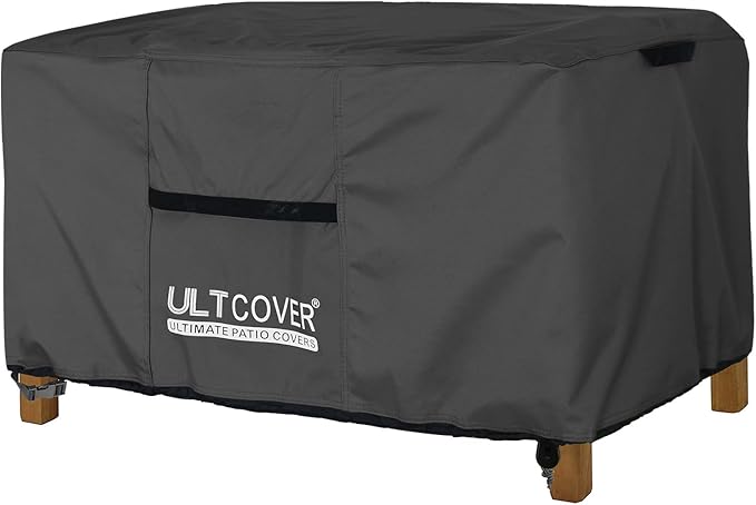 ULTCOVER Outdoor Coffee Table Cover, Waterproof Rectangular Patio Small Side Table Cover 50x30x18 inch, Black