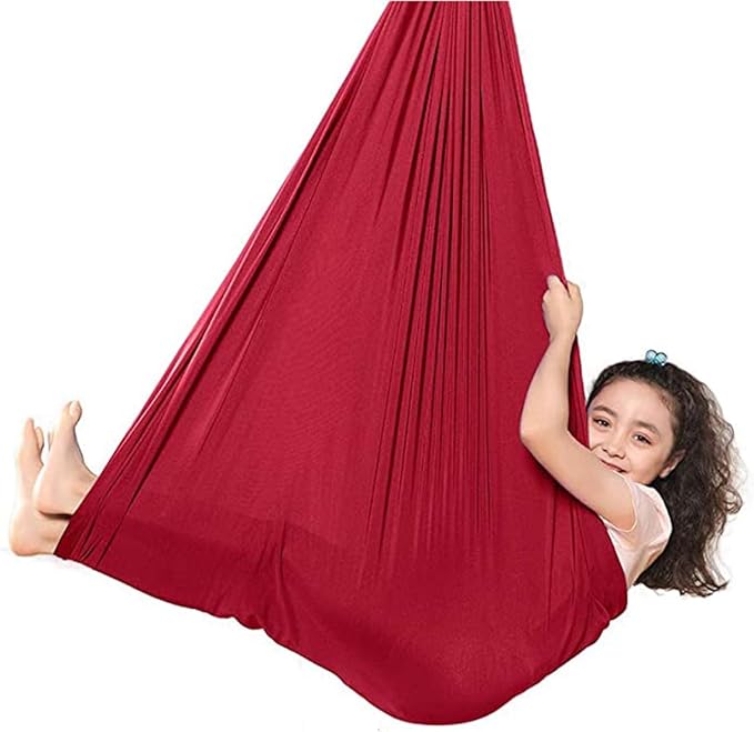 Sensory Therapy Swing Soft Hammock for Outdoor Indoor Hanging Chair for Kids Child and Teens 440 Lbs Load Capacity (Color : Red, Size : 150 x 280 cm)