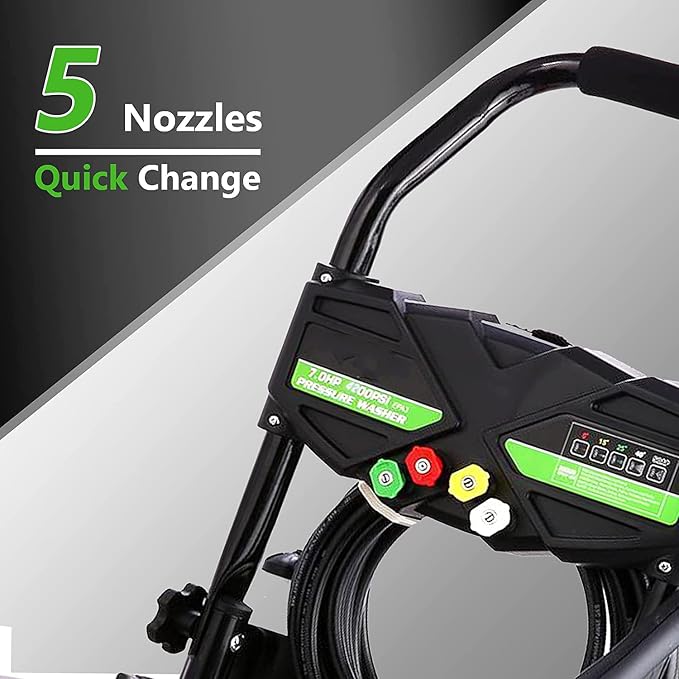 4200PSI Gas Pressure Washer, 2.8GPM Commercial Power Washer Gas Powered, 212cc 7.0 HP Engine,Includes 0.7L Soap Tank,5 QC Nozzles,25’ Hose,Car Wash Machine/Car/Driveway, EPA/CARB/ETLCompliant (Black)